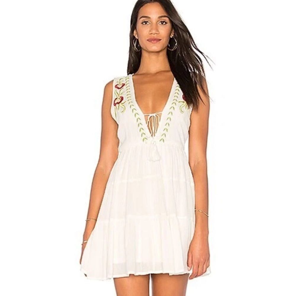 Band Of Gypsies Floral Embroidered Babydoll Boho Short Women's Dress Size S